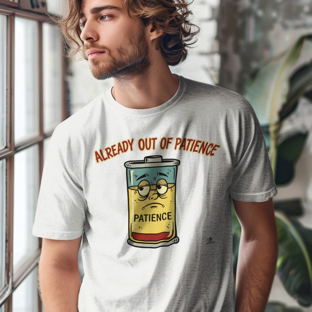 Man wearing a funny slogan tee